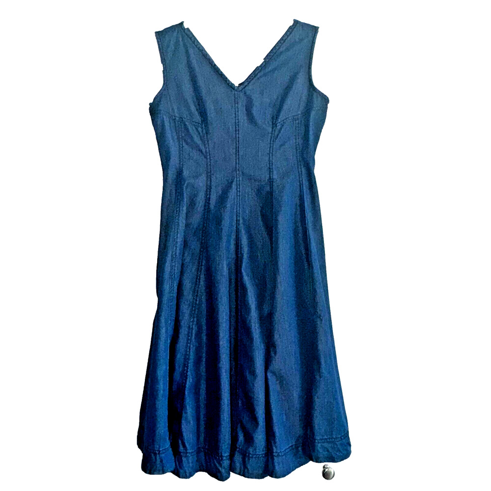 Anthropologie Holding Horses Women Denim Blue Dress Sleeveless Fit/Flair Size 2 - Picture 2 of 12